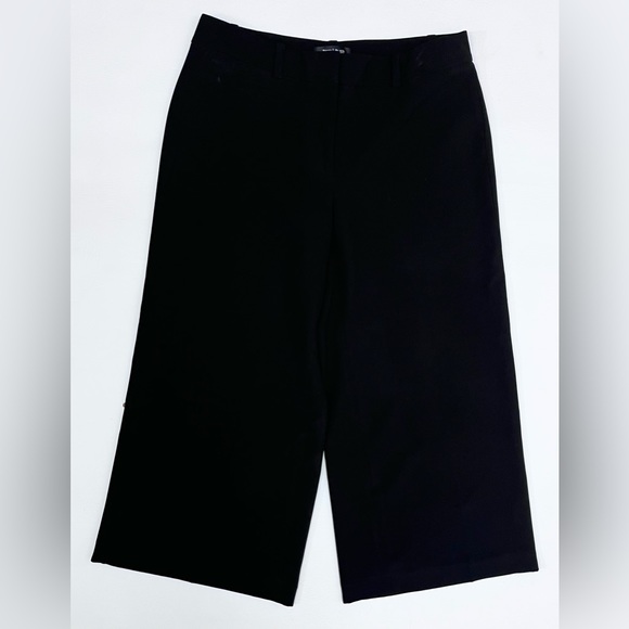 WHBM Wide Leg Cropped Day Pant Soft Drape Black Trousers Size 4R - Picture 1 of 6